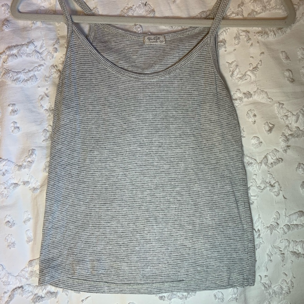 Grey & white striped tank